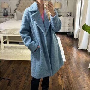 BCBGeneration Sky Blue Teddy Coat with Wide Lapels